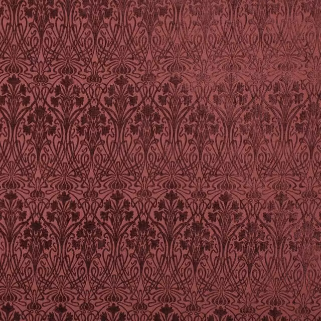 iLiv Tiverton Carmine Red Floral Fabric with Chenille and Velvet Textures