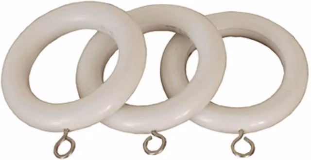 Terrys White Wooden Curtain Rings 28mm