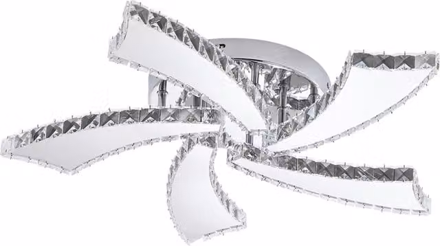 Living Star Petal Design Adjustable LED Crystal Ceiling Light in Chrome and Transparent