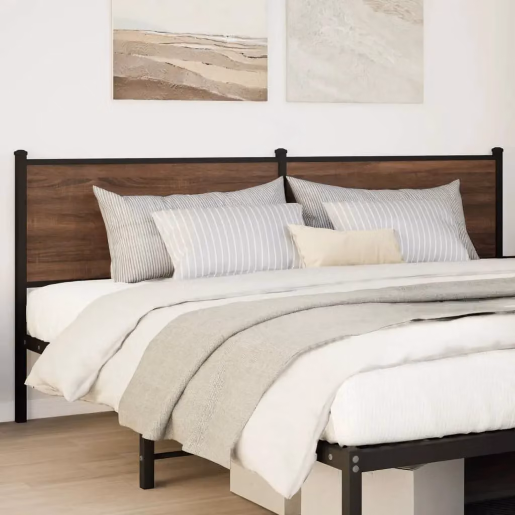 Berkfield Home Classic Headboard in Brown Oak with Metal and MDF Construction – 2