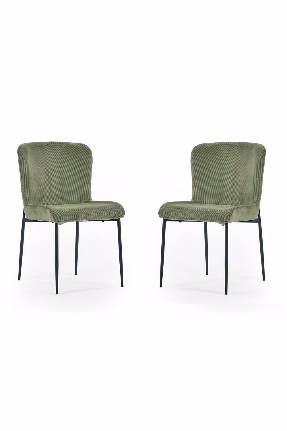 Julian Bowen Leonie Set of 2 Modern Green Velvet Upholstered Dining Chairs with Black Metal Legs – 3