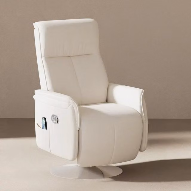 Chilli Seating Modern Single Electric Recliner Armchair in Orange and White Synthetic Leather