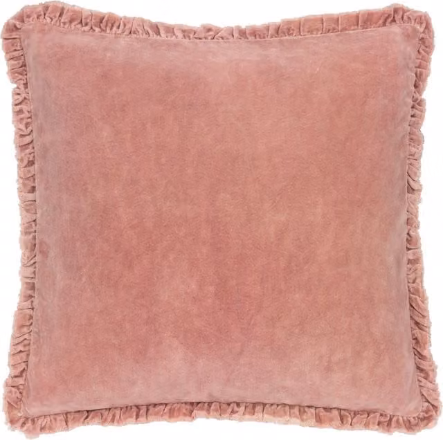 Make it a Home Bertie Washed Cotton Velvet Square Cushion in Rosewood Pink with Feather Filling