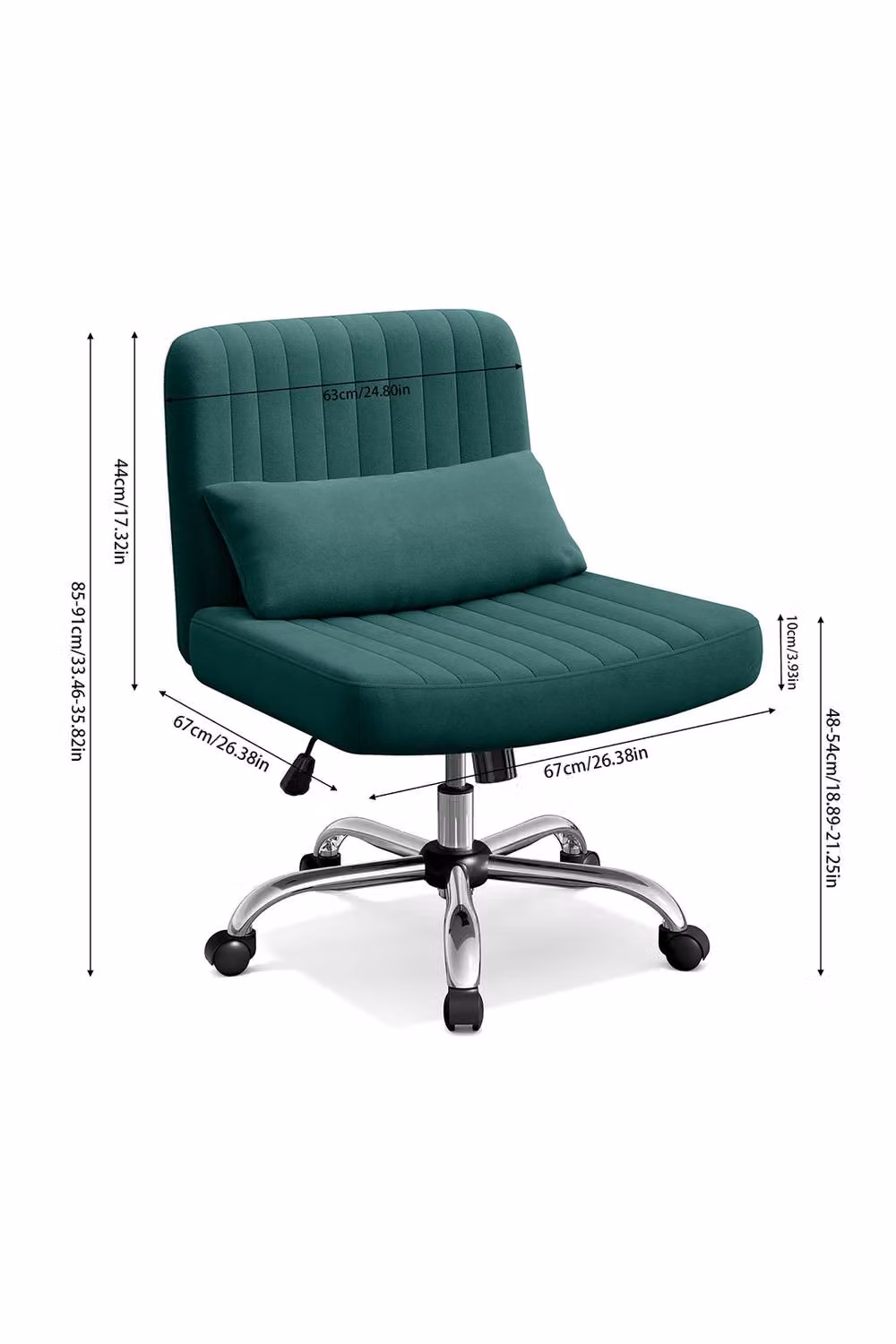 Living and Home Ergonomic Green Velvet Office Chair with Headrest and Castors – 2
