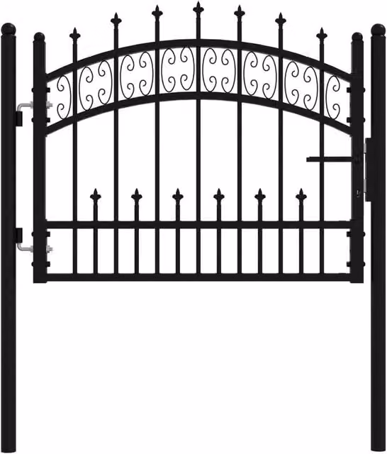 Berkfield Home Spear Top Fence Gate, Black Powder-coated Steel, W: 103 cm, H: 120 cm