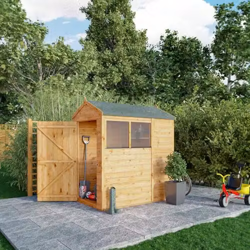 Waltons Premium Shiplap Apex Modular Wooden Garden Storage Shed in Brown with Glass Glazing, W/D/H: 180 x 120 x 210.67 cm – 1
