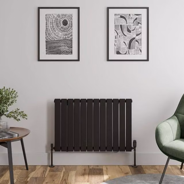 Temprazo Black Single Panel Horizontal Designer Radiator, W/H: 91.0 x 60.0 cm