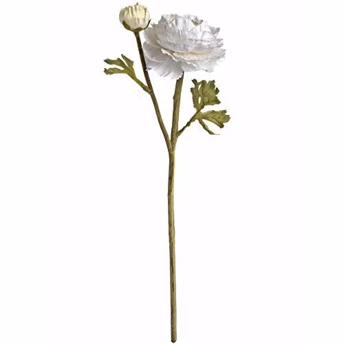 Hill Interiors White and Multicolour Artificial Ranunculus Fabric Flower Spray