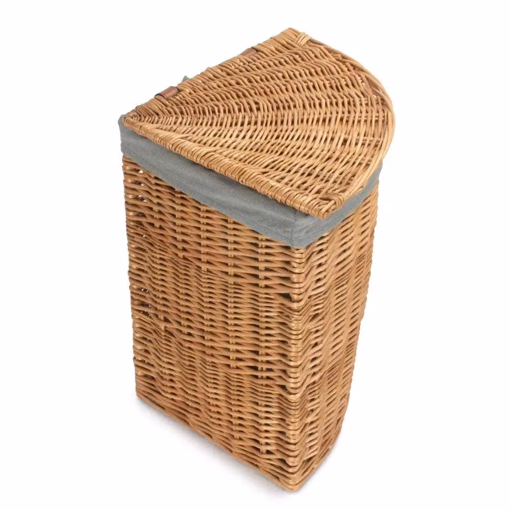 Red Hamper Small Light Steamed Corner Linen Basket with Grey Sage Lining, W/D/H: 33.0 x 50.0 x 33.0 cm – 2