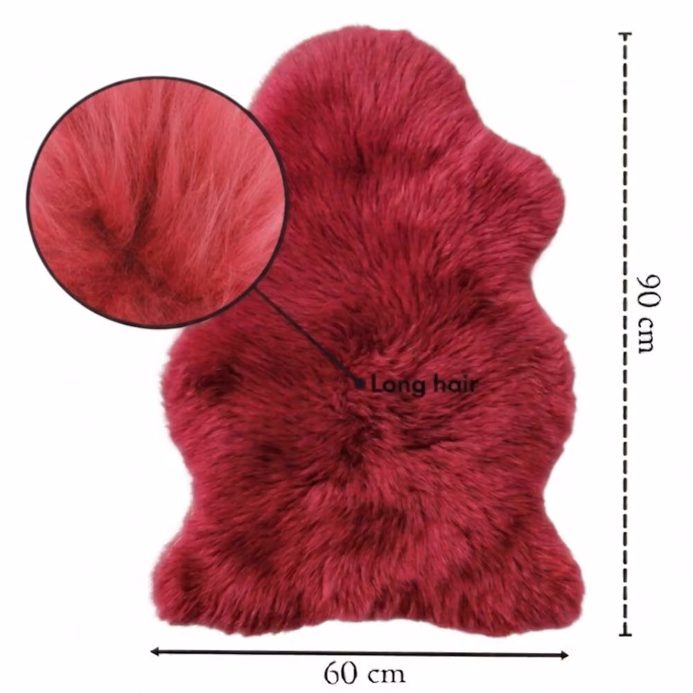 Infinity Leather Natural Wool Single Sheepskin Rug in Red Rose, W: 90 cm, D: 60 cm – 3