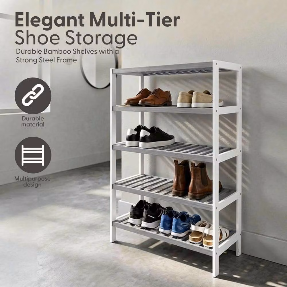 Keplin 5-Tier Bamboo Shoe Rack in Grey – 2