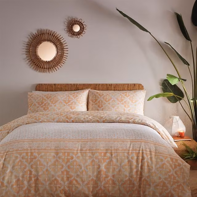 Charlotte Thomas Medina Moroccan Graphic Duvet Cover and Pillowcase Set, Pink, W: 140 cm, L: 200 cm