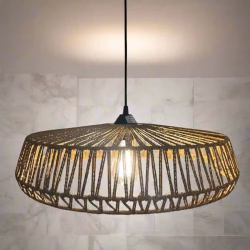 CGC Lighting Natural String Round Woven Easy Fit Lampshade in Beige, Diameter: 50 cm – 4