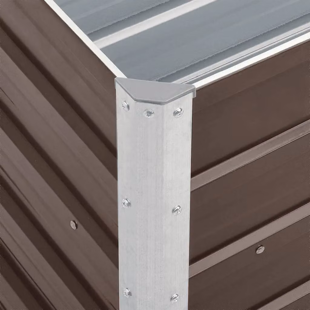 Berkfield Home Garden Brown Galvanised Steel Raised Bed W: 240 cm, D: 40 cm, H: 45 cm – 4
