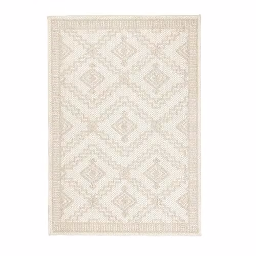 Giza Carpet Diamond Pattern Rectangular Rug in Beige and Cream, W: 160 cm, D: 230 cm