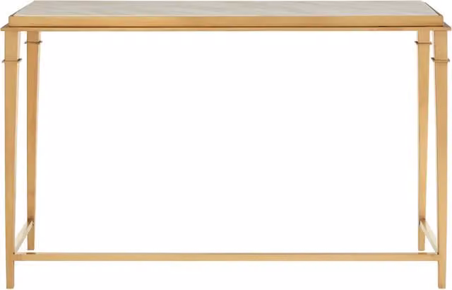 Orsina Elegant Rectangular Console Table with White Marble Top and Gold Design – 1