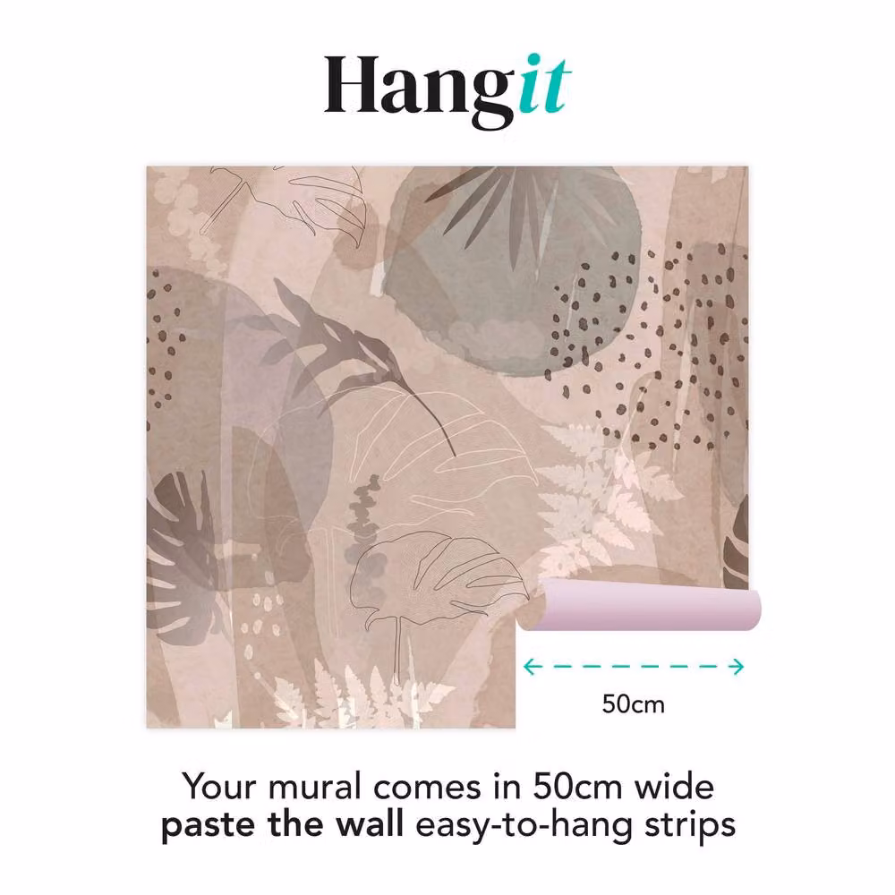 Superfresco Easy Abstract Leaf Mural in Beige, W: 300 cm, H: 280 cm – 2