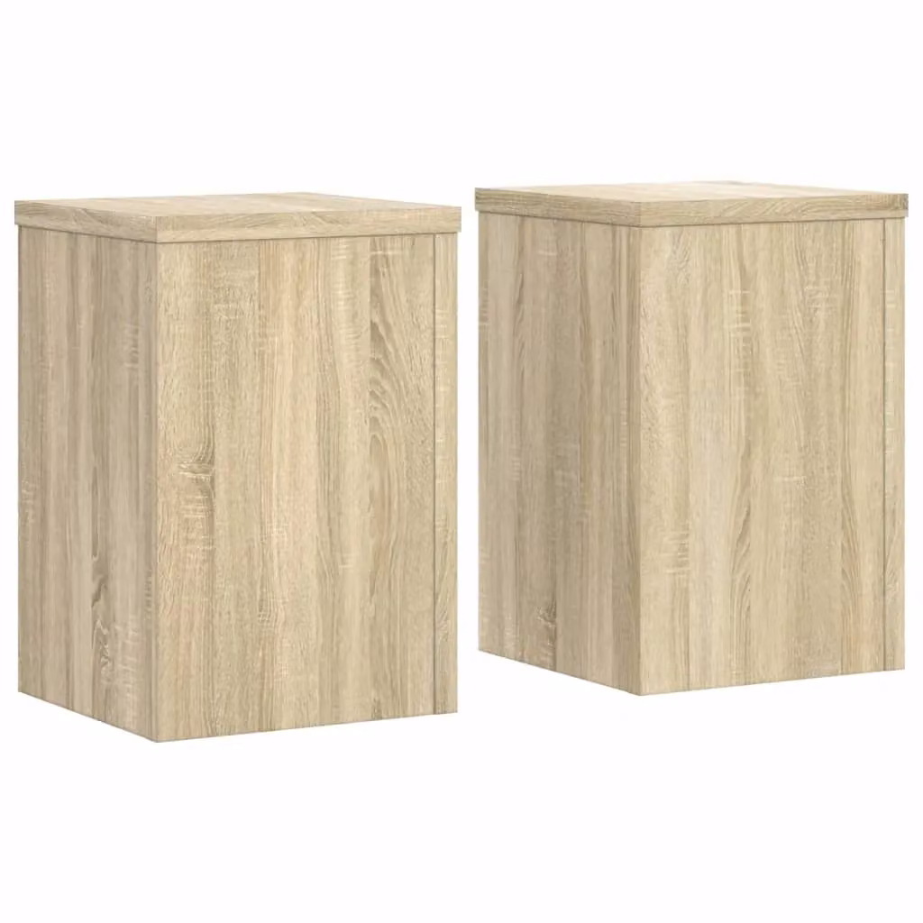 Berkfield Home Set of 2 Modern Sonoma Oak Plant Stands in Brown, W/D/H: 25 x 25 x 35 cm – 2