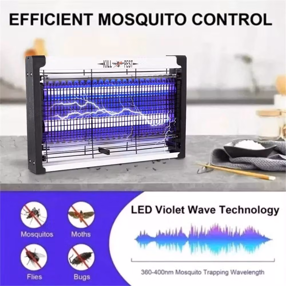 NESTLUNE 60W Electric Insect Fly Killer and Mosquito Zapper with UV Light in Silver, W: 100 cm, H: 50 cm, D: 50 cm – 6