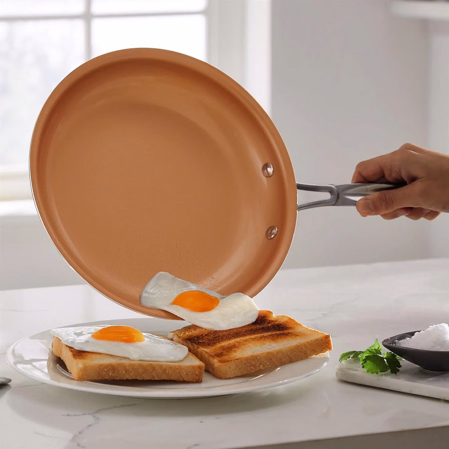 mysmartbuy Multicolour Ceramic Non-Stick Frying Pan with Glass Lid, Oven and Dishwasher Safe – 3