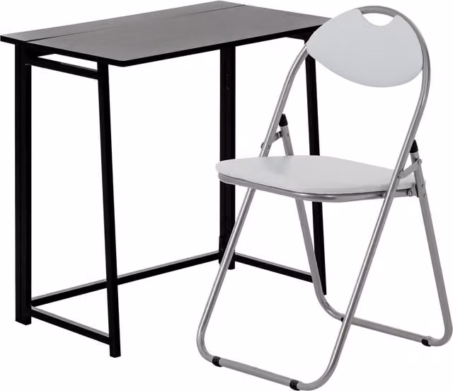 Harbour Housewares Folding Wood Desk and Chair Set in White – 1