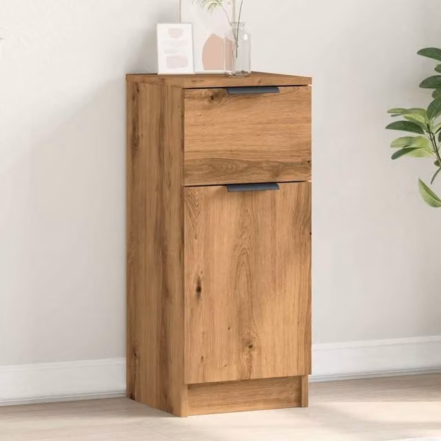 Berkfield Home Artisan Oak Sideboard in Brown, W/D/H: 30 x 30 x 70 cm