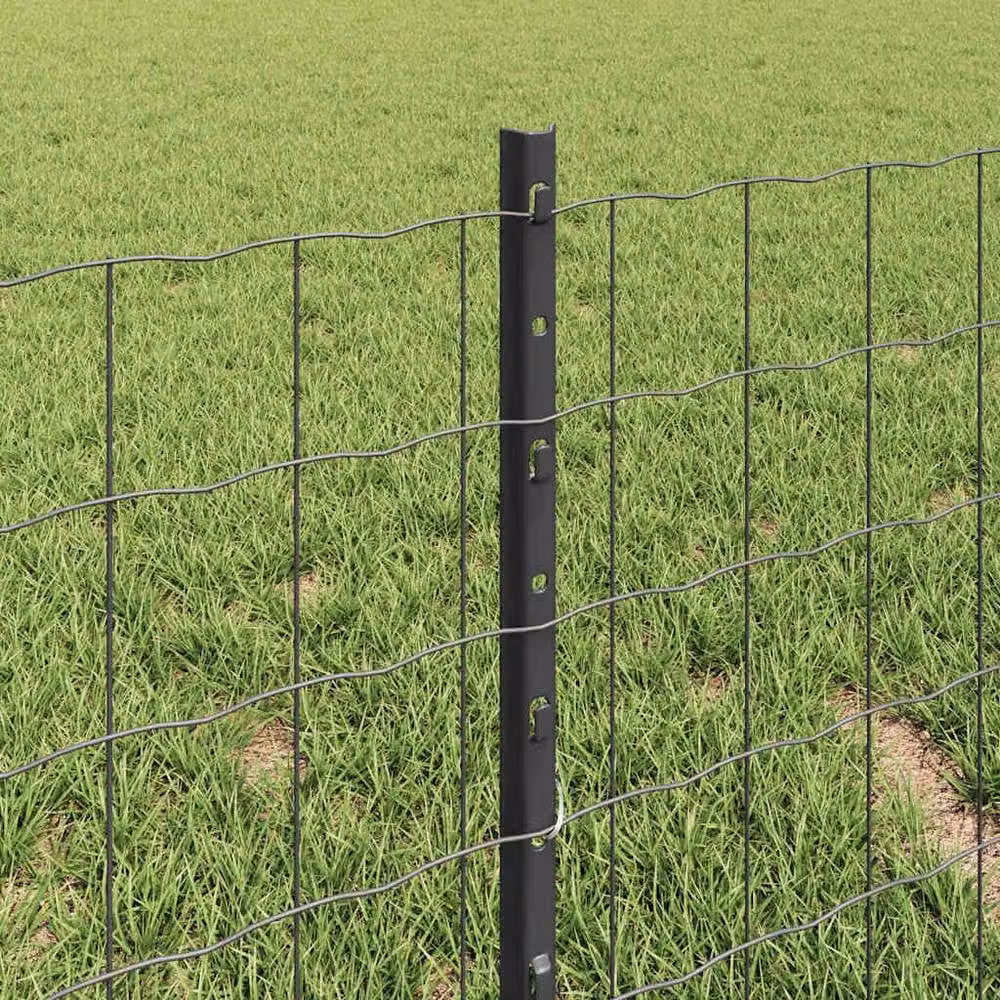 Berkfield Home Sturdy Euro Fence with 5 U Posts, Grey Steel, W: 0.4 m, L: 10 m – 3