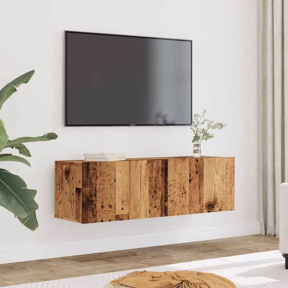 Berkfield Home Set of 2 Wall-Mounted TV Cabinets in Old Wood Brown, W/D/H: 100 x 30 x 30 cm – 2