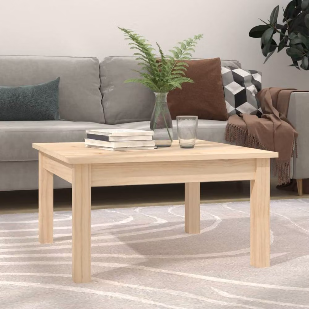 Berkfield Home Rustic Solid Pine Coffee Table in Natural, W/D/H: 55 x 55 x 30 cm – 2