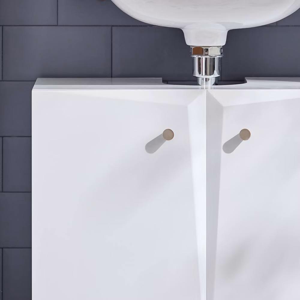 SoBuy Freestanding Under Sink Bathroom Cabinet in White with Hinged Doors and Internal Shelves – 3