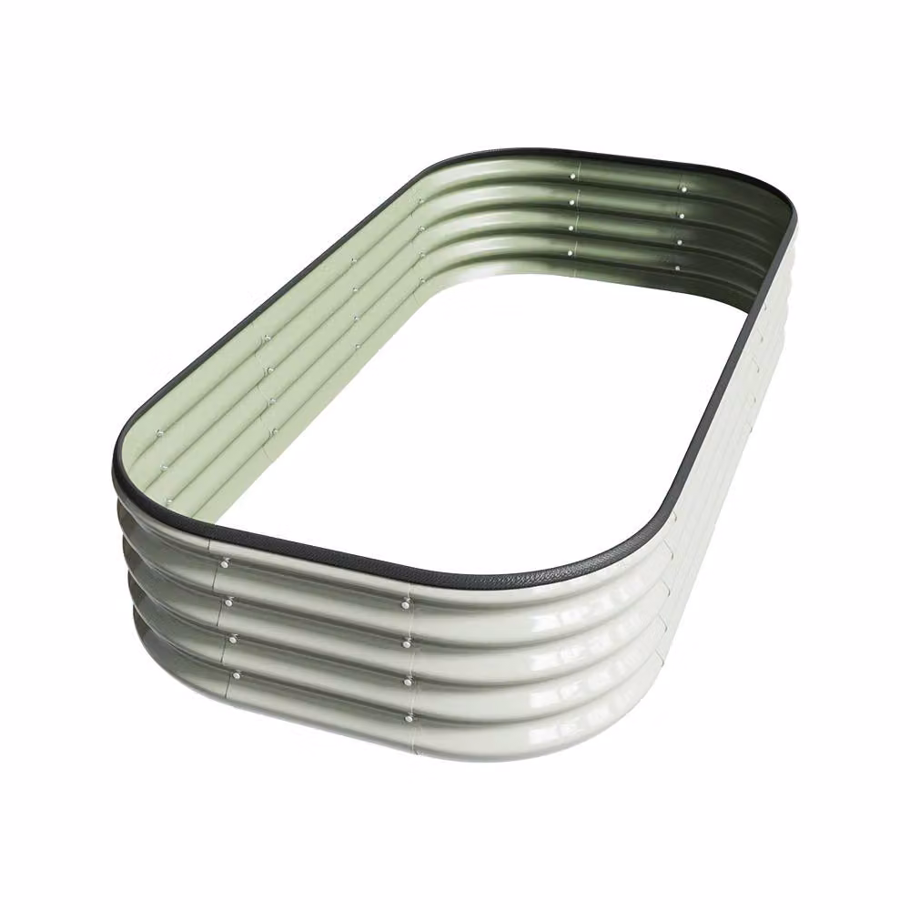 Living and Home White Galvanised Steel Outdoor Raised Garden Bed – 3