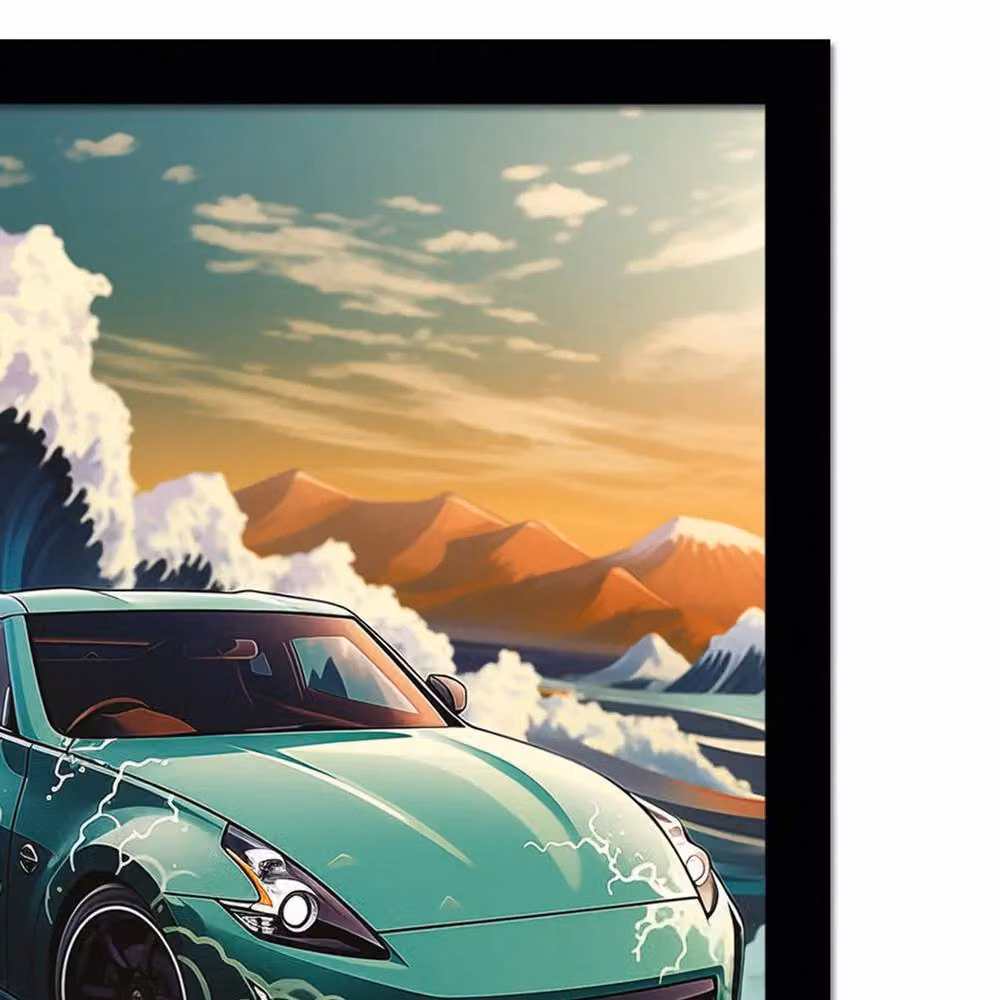 Wave Collection Wave Car Fairlady Framed Paper Poster in White and Multicolour – 2