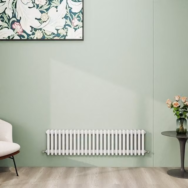 AicaBathroom Horizontal Traditional Cast Iron Style 3 Column Radiator in White, W/D/H: 119 x 30 x 30 cm