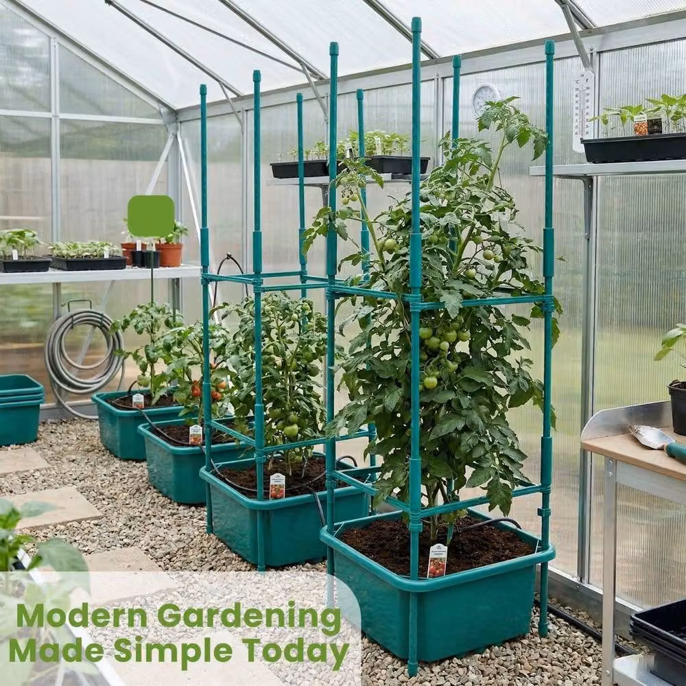 Spetlek 6-Pack Green Tomato Grow Bags with Support Trellis for Vegetable Gardens – 4