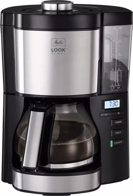 Melitta LOOK V Timer Filter Coffee Machine with Removable Tank and Glass Jug in Black