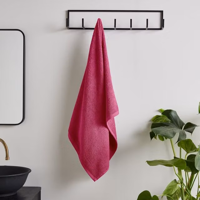 Catherine Lansfield Quick Dry Cotton Bath Towel, Pink, W: 70 cm, H: 120 cm
