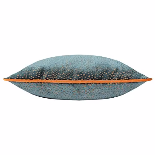 Paoletti Estelle Spotted Piped Cut Velvet Cushion in Turquoise Blue, W/D/H: 45 x 45 x 45 cm – 2