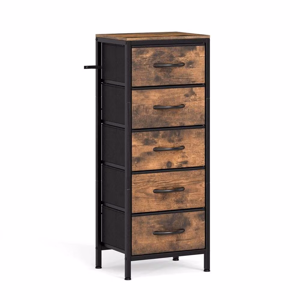FORGEVIO 5-Drawer Chest in Rustic Brown, W/D/H: 40 x 30 x 100 cm – 5