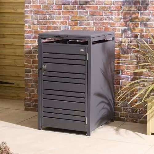 Rowlinson Chelsea Single Bin Store in Anthracite Grey Steel, W: 68 cm, D: 68 cm, H: 116.5 cm