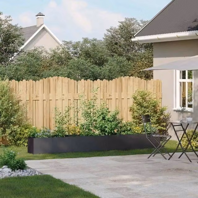 Berkfield Home Black Steel Tub Planter W: 280 cm, D: 40 cm, H: 40 cm