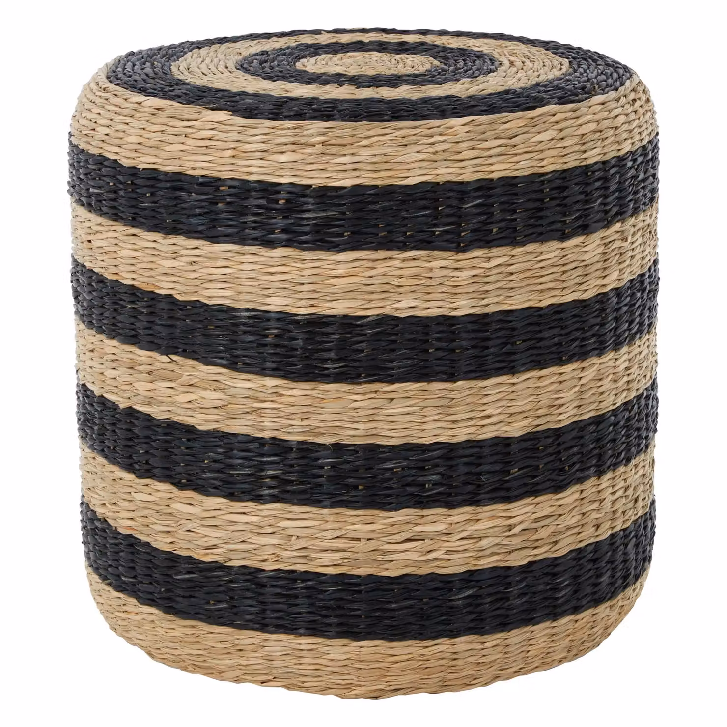 Orsina Striped Seagrass Pouffe in Natural Multicolour – 2
