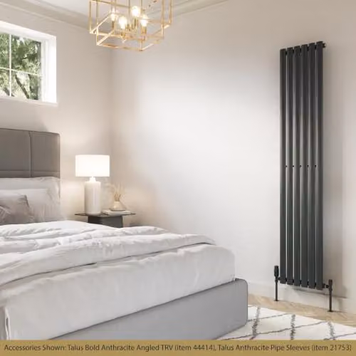 Omeara Anthracite Elliptical Tube Vertical Designer Radiator, H 180 cm x W 34.8 cm – 3