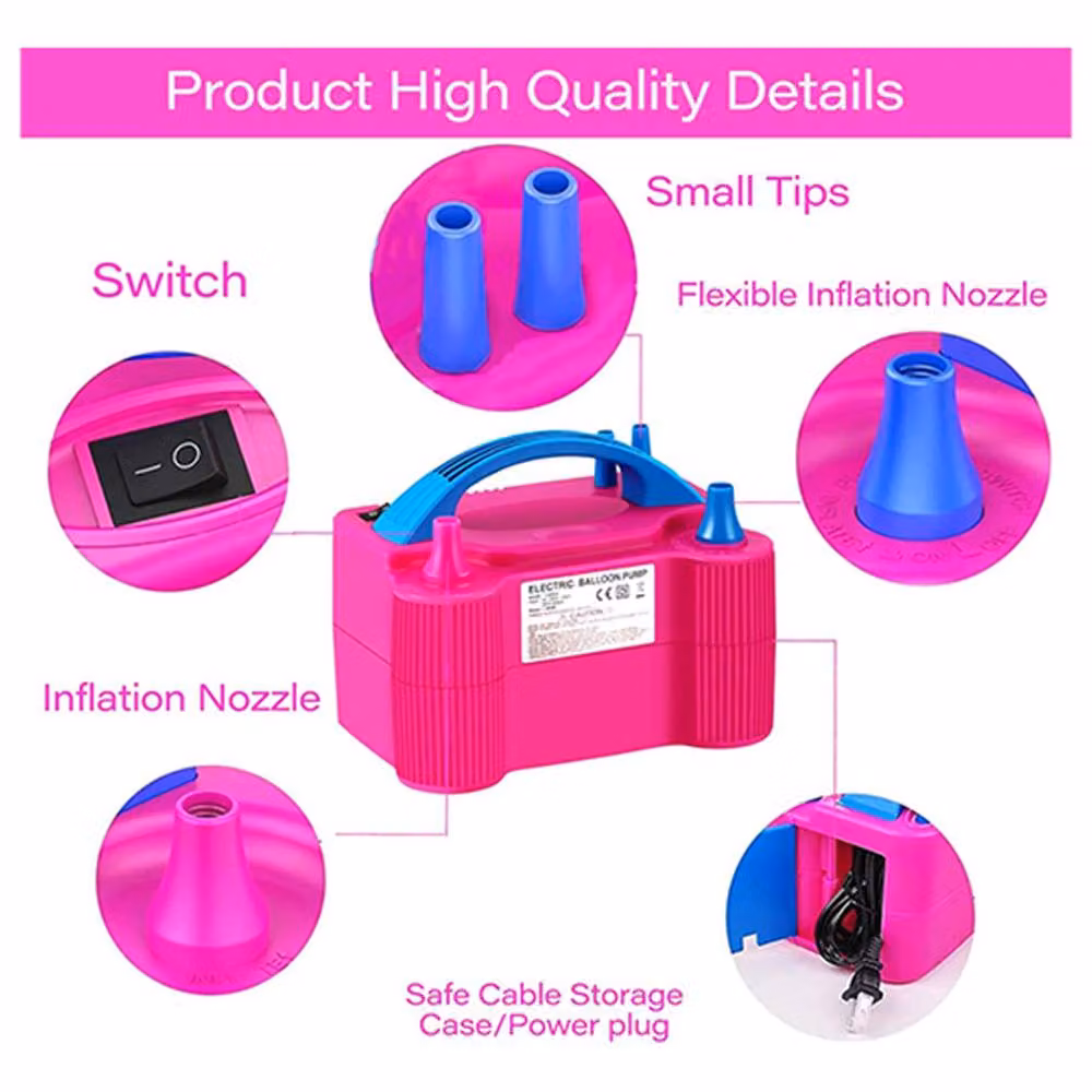 Dragodirect Portable Dual Nozzle Electric Balloon Pump and Air Blower, Pink – 2