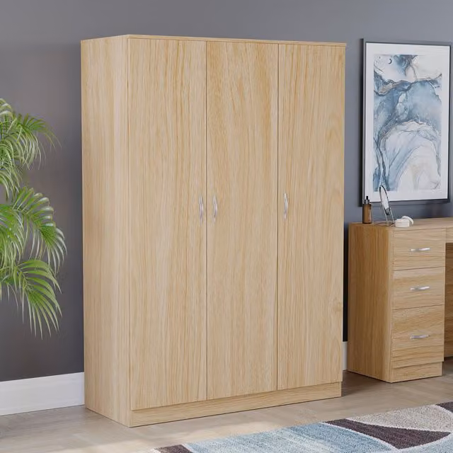 Home Discount Vida Designs Riano 3 Door Wardrobe Storage Organiser in Brown