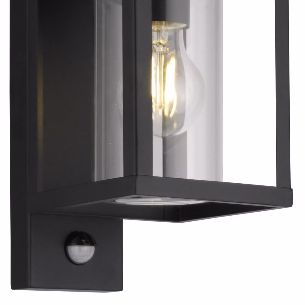 CGC Lighting Modern Black Rectangular Outdoor Wall Light with Motion Sensor and E27 Bulb Holder – 5