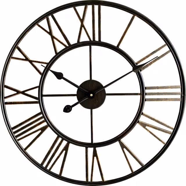Audlee Vintage Round Metal Wall Clock in Bronze and Black