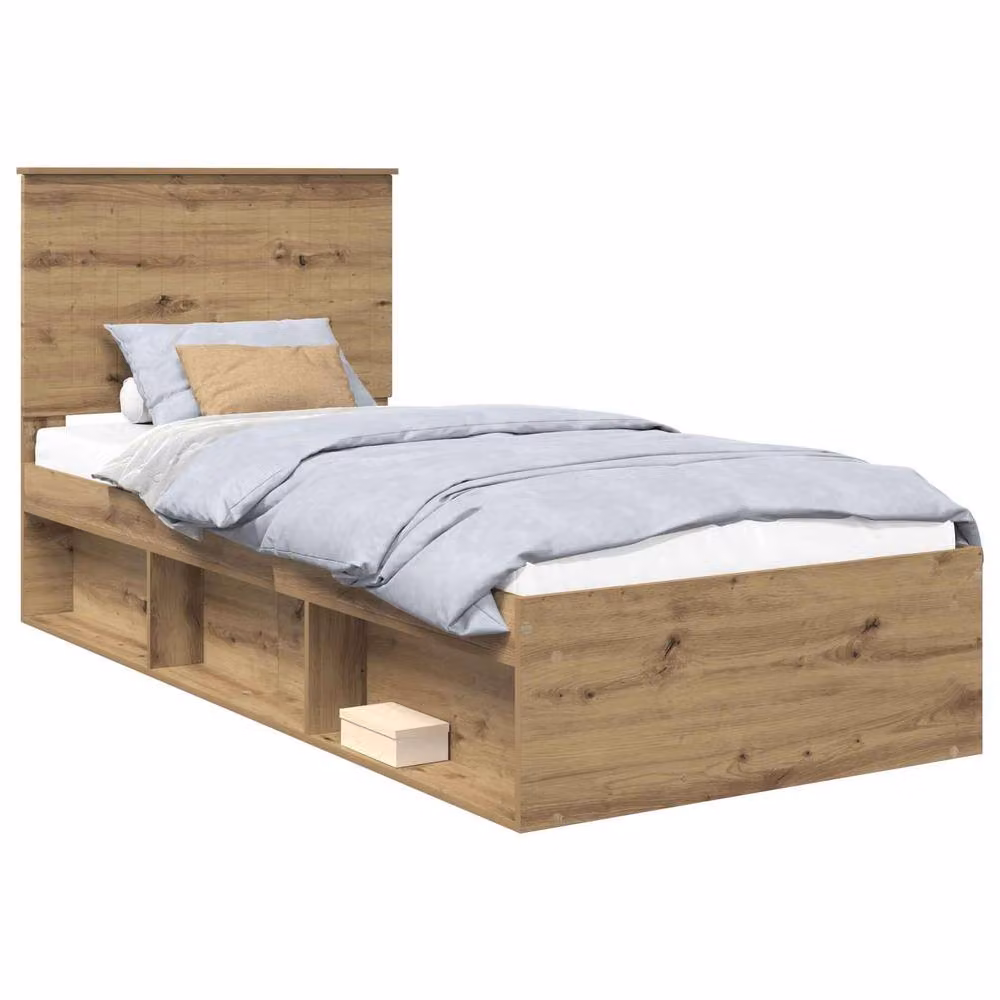 Berkfield Home Artisan Oak Bed Frame in Brown, W/D/H: 90 x 200 cm – 2