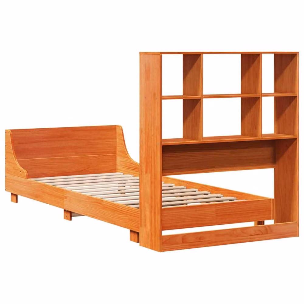 Berkfield Home Solid Wood Pine Full Bed Frame in Waxed Brown, W/D/H: 100 x 200 cm – 3