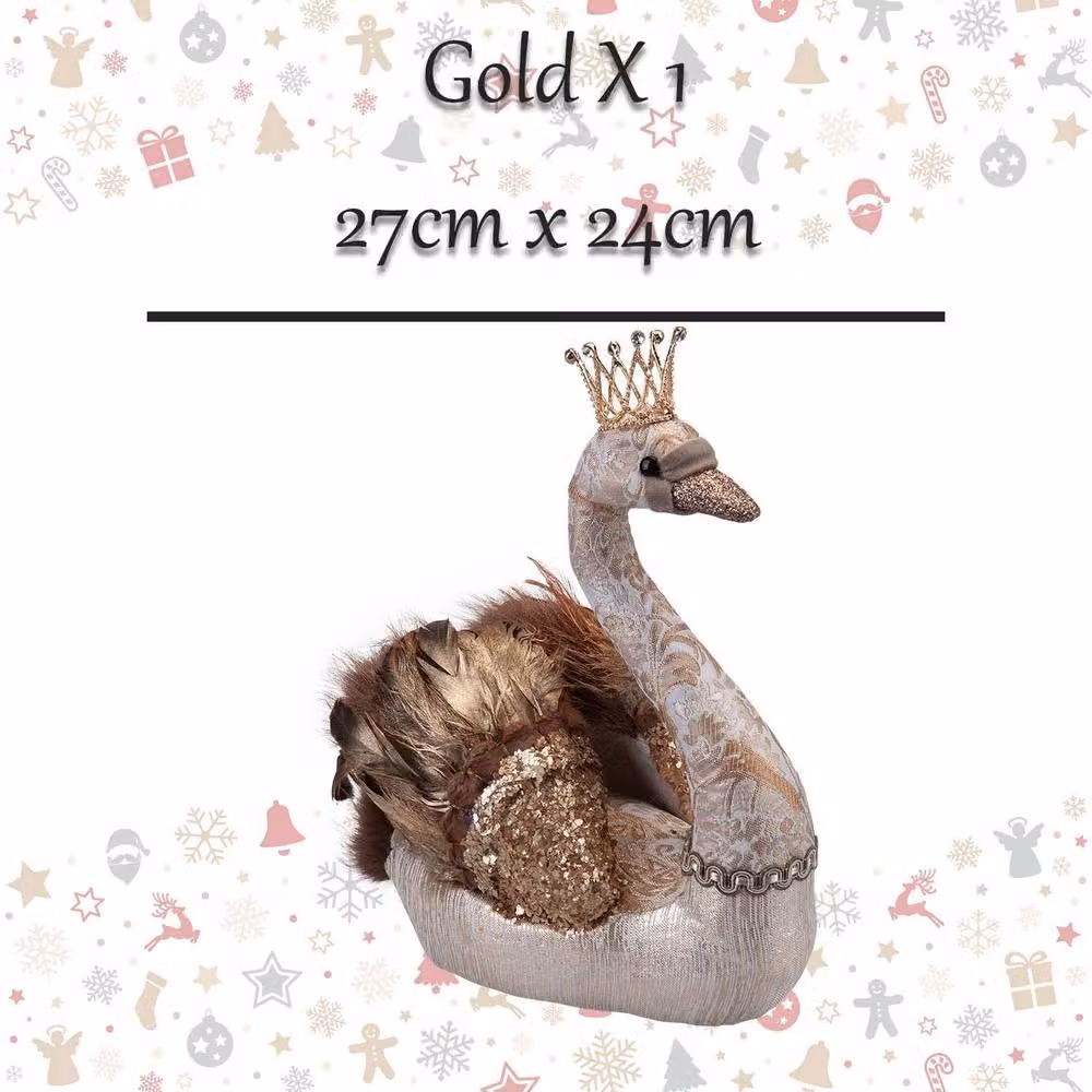 VFM e-Store Gold Christmas Swan Tabletop Decoration, W/D/H: 27 x 24 x 16 cm – 2