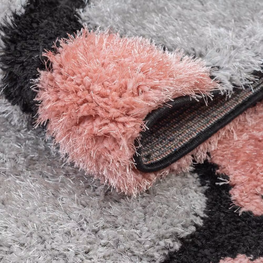 Home Republic Pebbles Carved Shaggy Textured Fluffy Rug in Pink, W: 240 cm, D: 330 cm – 2
